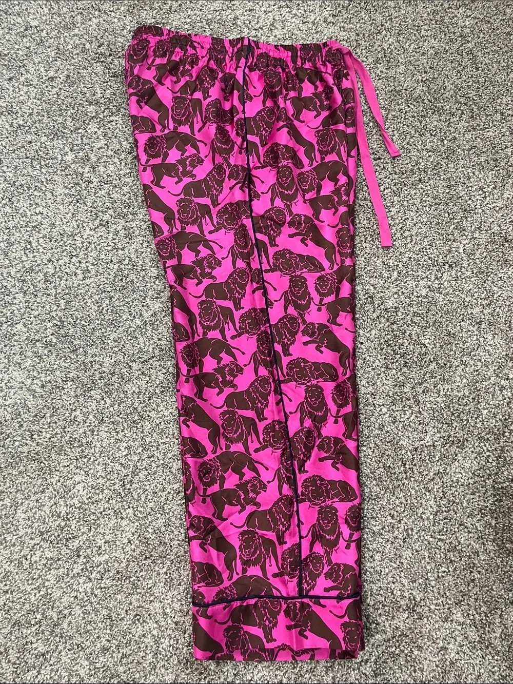 J. Crew Hot Pink and Brown Lion-Print Lounge Pants